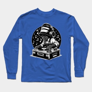 Hip Hop Young African American Boy DJ Turntable Long Sleeve T-Shirt